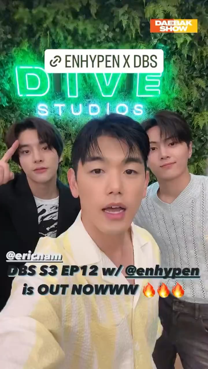 230808 thedivestudios Instagram Story: Jay and Jake with Eric Nam