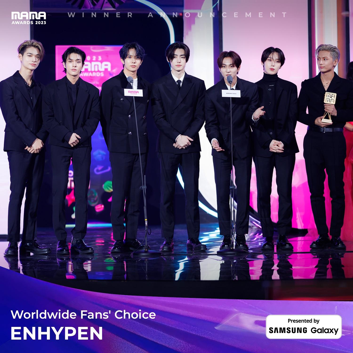 231128 Mnet MAMA Awards Twitter Update With ENHYPEN - We proudly announce the great winner of the 2023 MAMA Awards Photo
