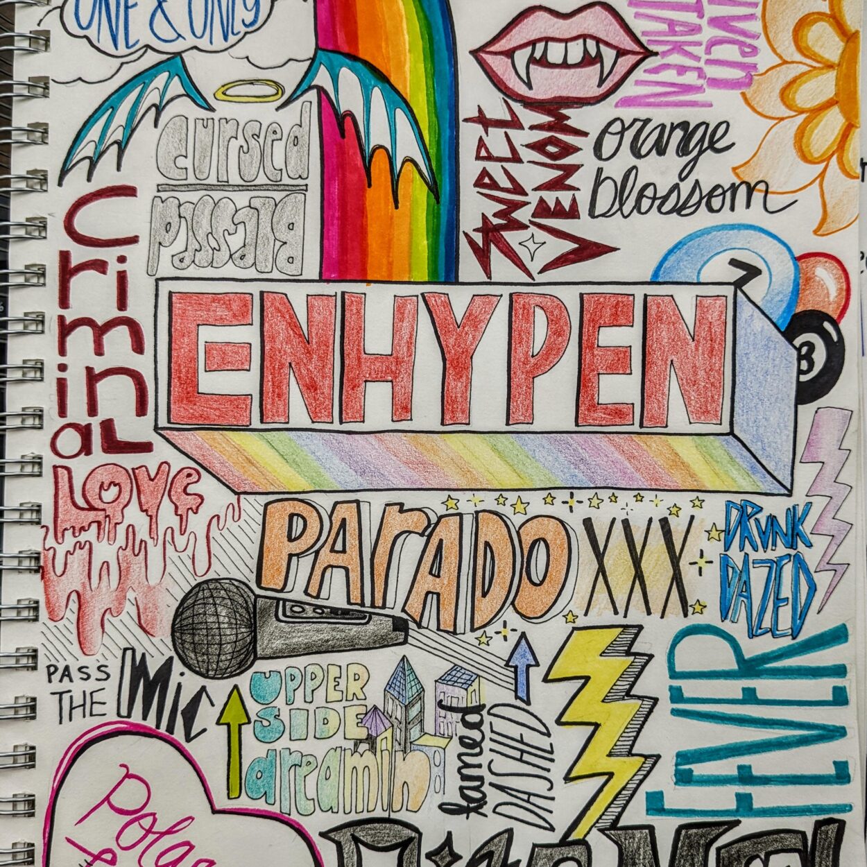 fanart of some tracks from Enhypen I drew today ✨✨✨ do you see your fav Enha track?