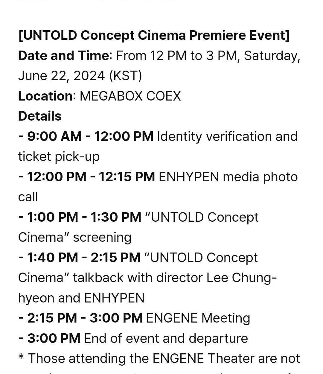 240617 [Notice] ENHYPEN “UNTOLD Concept Cinema Premiere Event” Participation Information