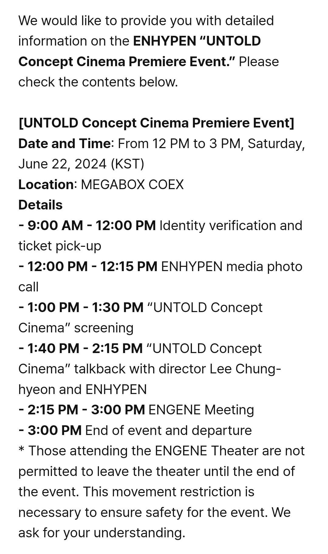 240617 [Notice] ENHYPEN “UNTOLD Concept Cinema Premiere Event” Participation Information