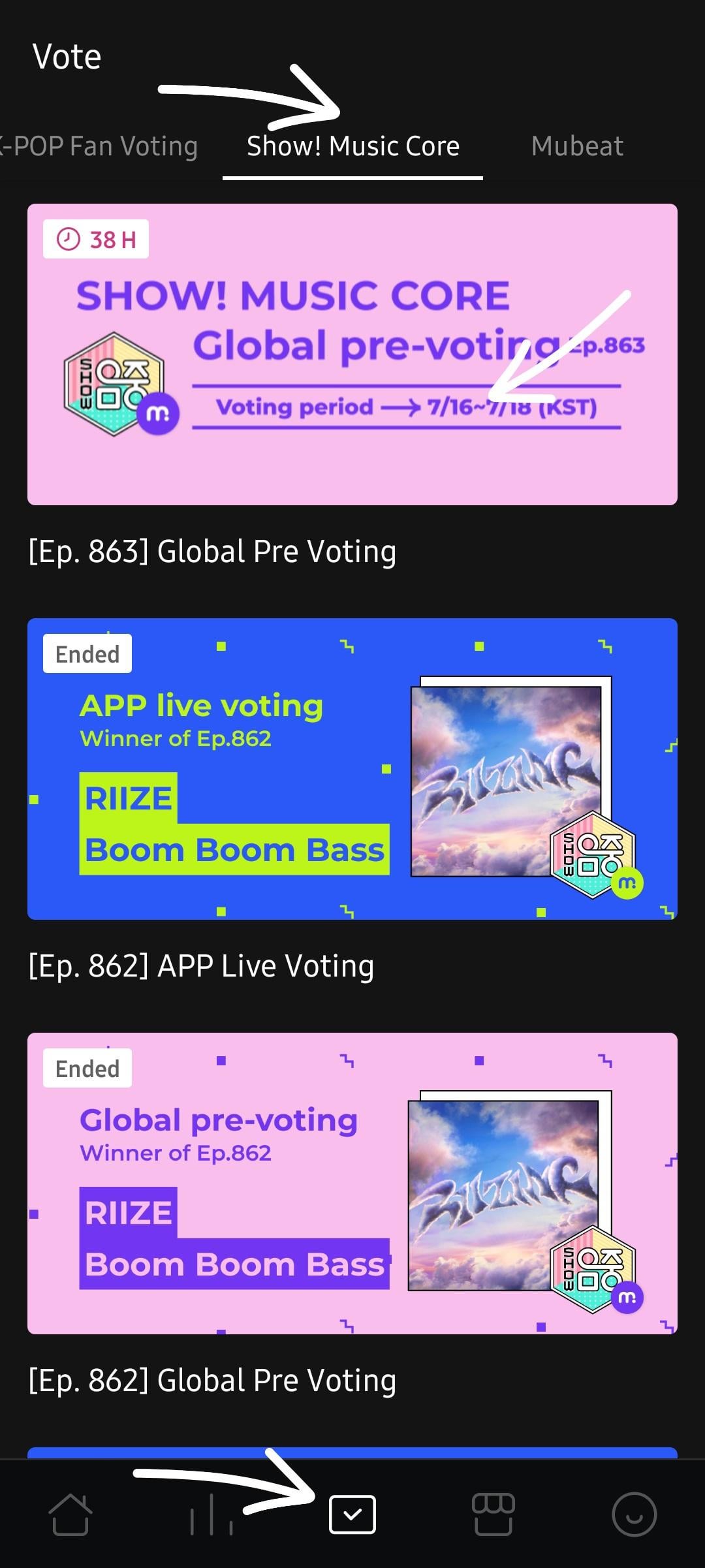 240716 ENHYPEN is nominated on Show! Music Core - voting is now open on Mubeat until July 18