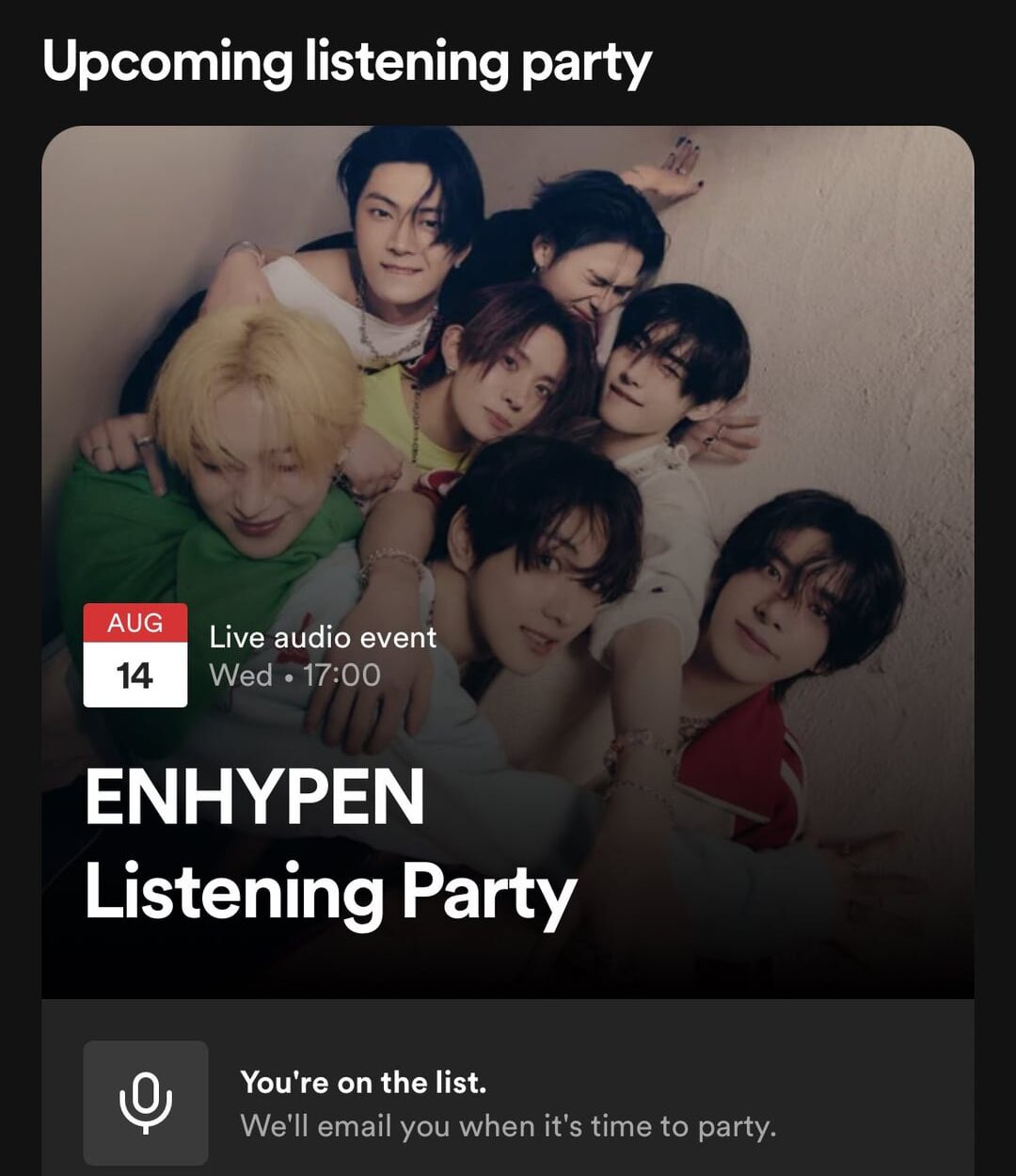 240806 Spotify Indonesia Listening Party with ENHYPEN on August 14 via K-Pop ON! (온) Hub