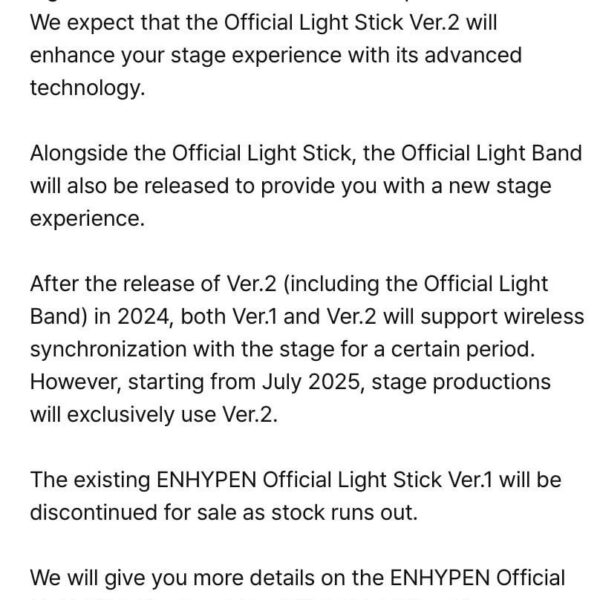 240902 [NOTICE] ENHYPEN Official Light Stick Ver.2 Coming Soon & Ver.1 Available for Purchase(+KOR/JPN/CHN)